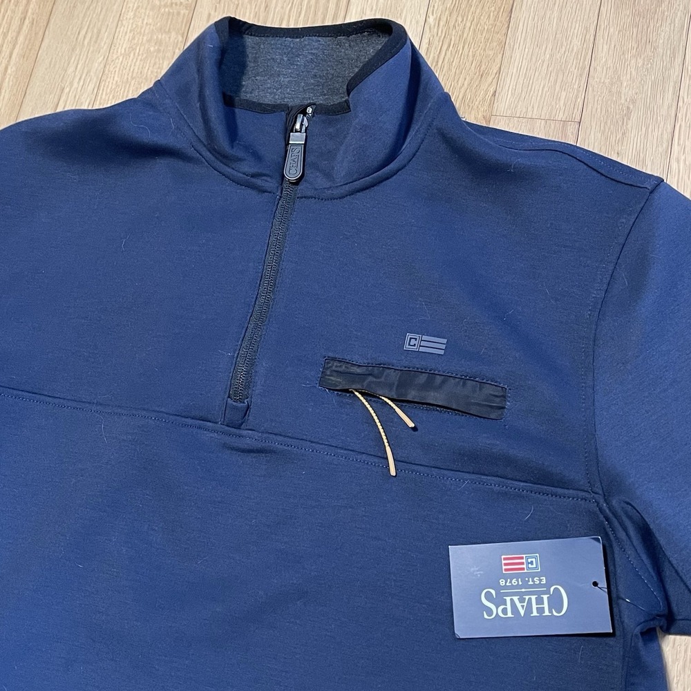 Chaps Ralph Lauren Performance Navy Pullover 1/4 Zip Mens L Quarter Zip NWT 60$